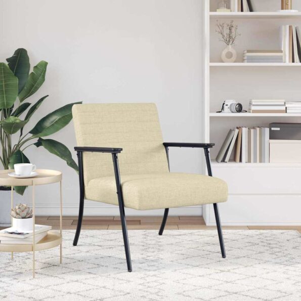 vidaXL kreslo Krémová 59 x 75 x 78 cm látka – Obrázok 3