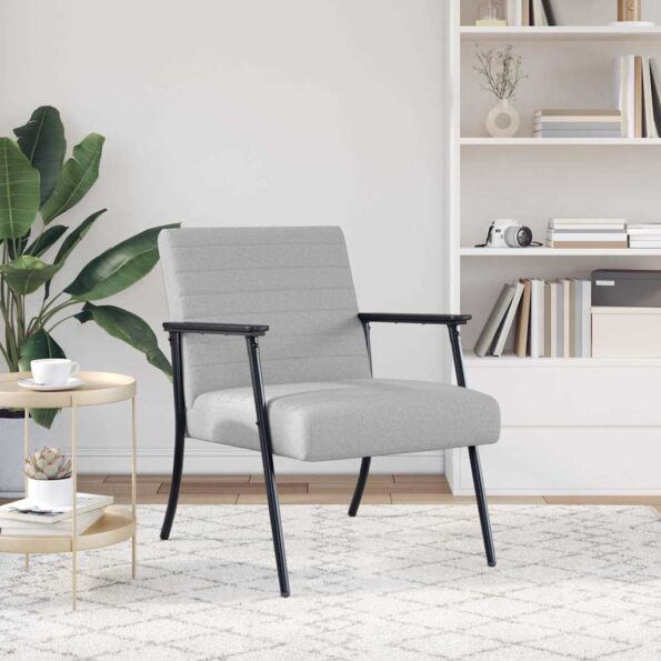 vidaXL kreslo Oblá šedá 59 x 75 x 78 cm látka – Obrázok 3