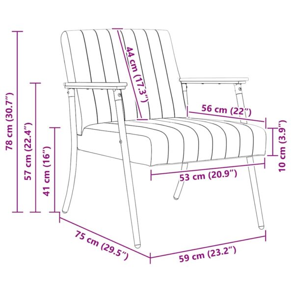 vidaXL kreslo Modrá 59 x 75 x 78 cm Zamat – Obrázok 10