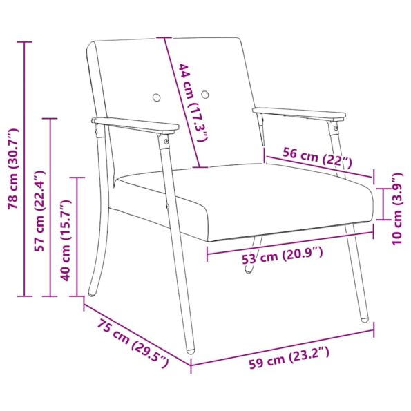 vidaXL kreslo Tmavo šedá 59 x 75 x 78 cm látka – Obrázok 10