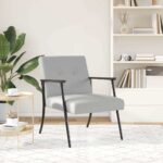vidaXL kreslo Oblá šedá látka – Obrázok 3