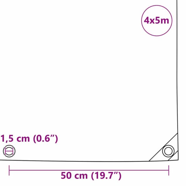 vidaXL Tarpaulin 650g / m² Hnedá 4 x 5 m Plátno s PVC povrchom – Obrázok 11
