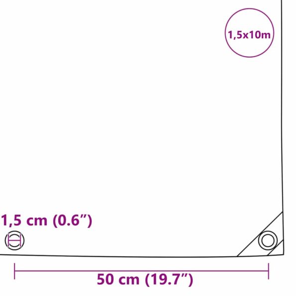 vidaXL Tarpaulin 650g / m² Olivová zelená 1,5 x 10 m – Obrázok 11