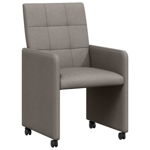 vidaXL Jedálenské stoličky na kolieskach 2 pcs Sivohnedá látka – Obrázok 2