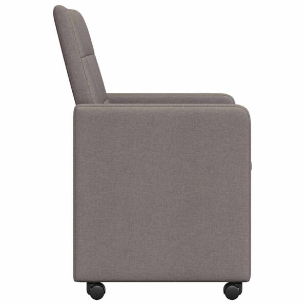 vidaXL Jedálenské stoličky na kolieskach 2 pcs Sivohnedá látka – Obrázok 5