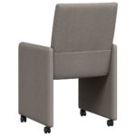 vidaXL Jedálenské stoličky na kolieskach 2 pcs Sivohnedá látka – Obrázok 6