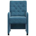 vidaXL Jedálenské stoličky 2 pcs Modrá 58 x 67 x 97 cm Zamat – Obrázok 4