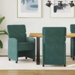 vidaXL Jedálenské stoličky 2 pcs Tmavozelená 58 x 65 x 98 cm Zamat