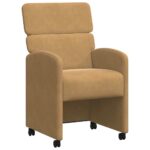 vidaXL Jedálenské stoličky 2 pcs Hnedá 58 x 65 x 98 cm Zamat – Obrázok 2