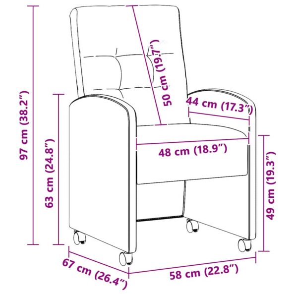 vidaXL Jedálenské stoličky na kolieskach 2 pcs Armádna zelená – Obrázok 11