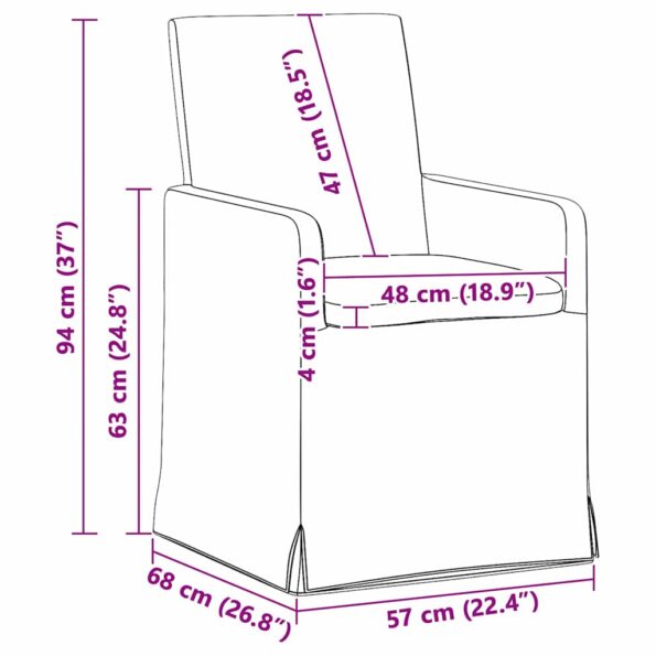 vidaXL Jedálenské stoličky 2 pcs Modrá 57 x 67 x 95 cm látka – Obrázok 11
