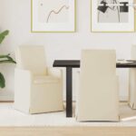 vidaXL Jedálenské stoličky 2 pcs Béžová 57 x 67 x 98 cm Ľan