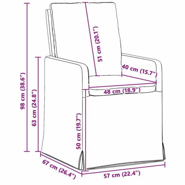vidaXL Jedálenské stoličky 2 pcs Sivohnedá 57 x 67 x 98 cm látka – Obrázok 11