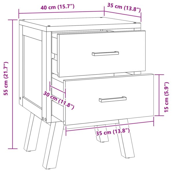 vidaXL Nočný stolík Hnedá 40 x 35 x 55 cm Husté teakové drevo – Obrázok 10