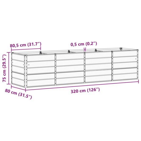 vidaXL Hrantík Slonovinová 320 x 80 x 75 cm Oceľ – Obrázok 7