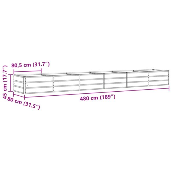 vidaXL Hrantík Slonovinová 480 x 80 x 45 cm Oceľ – Obrázok 7