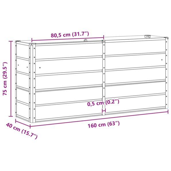 vidaXL Hrantík Antracit 160 x 40 x 75 cm Oceľ – Obrázok 7