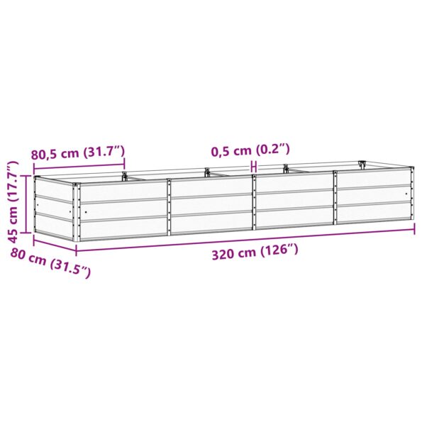 vidaXL Hrantík Antracit 320 x 80 x 45 cm Oceľ – Obrázok 7