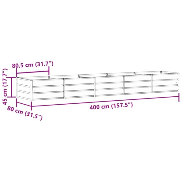 vidaXL Hrantík Antracit 400 x 80 x 45 cm Oceľ – Obrázok 6