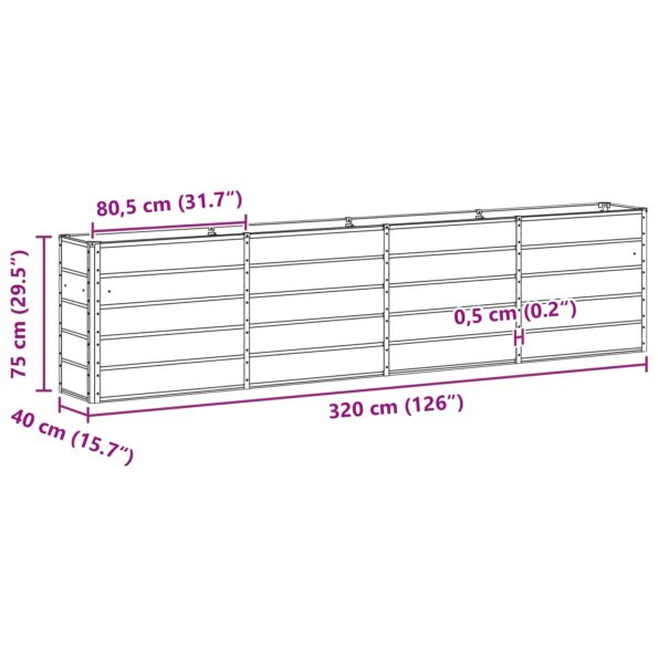vidaXL Hrantík Zelená 320 x 40 x 75 cm Oceľ – Obrázok 7