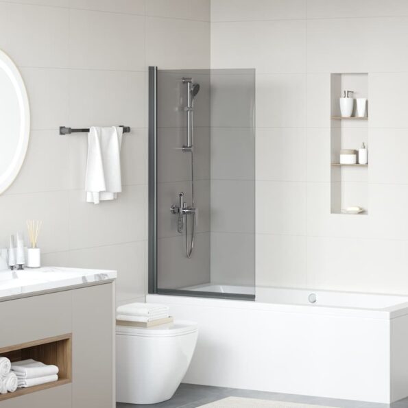 Sprchová clona do kúpeľne Čierna 68 x 130 cm Tvrdené sklo – Obrázok 3