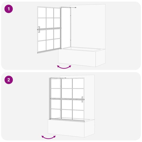 vidaXL Sprchová clona do kúpeľne Čierna a priehľadná 116 x 68 x 128 cm – Obrázok 10