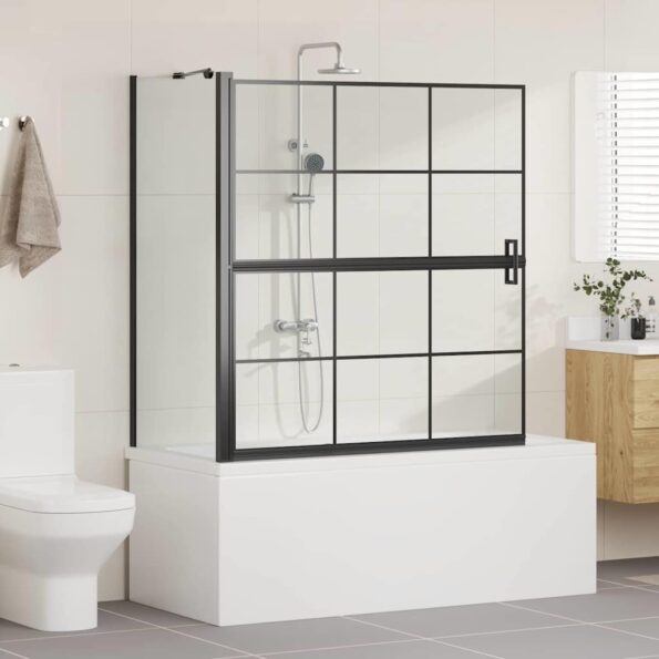 vidaXL Sprchová clona do kúpeľne Čierna a priehľadná 116 x 68 x 128 cm – Obrázok 3