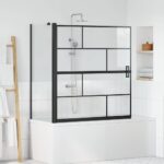 vidaXL Sprchová clona do kúpeľne Čierna a priehľadná 116 x 68 x 128 cm