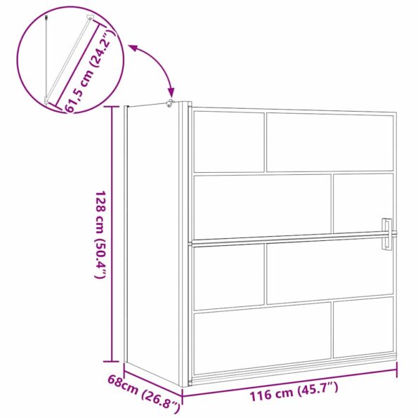 vidaXL Sprchová clona do kúpeľne Čierna a priehľadná 116 x 68 x 128 cm – Obrázok 11