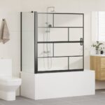 vidaXL Sprchová clona do kúpeľne Čierna a priehľadná 116 x 68 x 128 cm – Obrázok 3