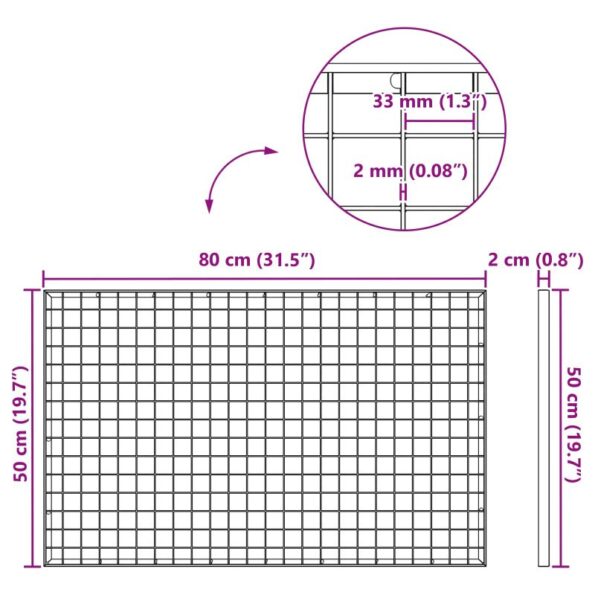 vidaXL Odtoková mriežka Strieborná 80 x 50 x 2 cm – Obrázok 7