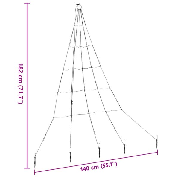 vidaXL LED vianočný stromček s 112 LED-i Teplá biela 511 cm Kov – Obrázok 10