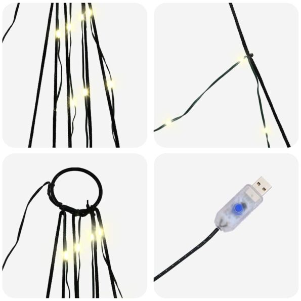 vidaXL LED vianočný stromček s 112 LED-i Teplá biela 511 cm Kov – Obrázok 7