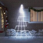 vidaXL LED vianočný stromček s 168 LED-i Studená biela 511 cm Kov – Obrázok 3