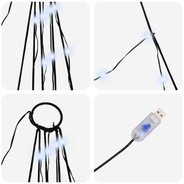 vidaXL LED vianočný stromček s 168 LED-i Studená biela 511 cm Kov – Obrázok 7