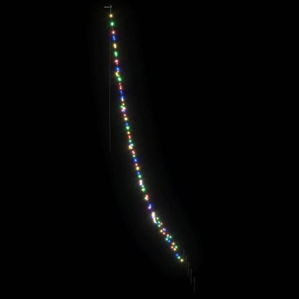 vidaXL LED Vianočný stromček so zemnými kolíkmi Viacfarebný 306 cm Kov – Obrázok 5