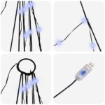 vidaXL LED vianočný stromček s 168 LED-i Modrá 511 cm Kov – Obrázok 7