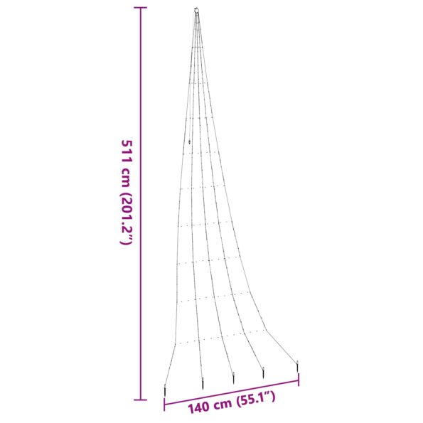 vidaXL LED Vianočný stromček so zemnými kolíkmi Studená biela 511 cm – Obrázok 10