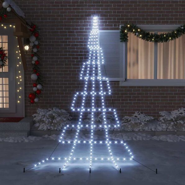 vidaXL LED Vianočný stromček so zemnými kolíkmi Studená biela 511 cm – Obrázok 3