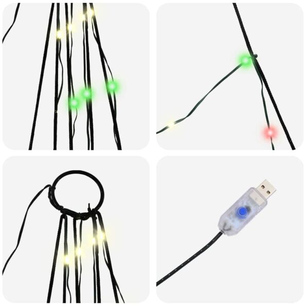 vidaXL LED vianočný stromček s 276 LED-i Viacfarebný 511 cm Kov – Obrázok 7