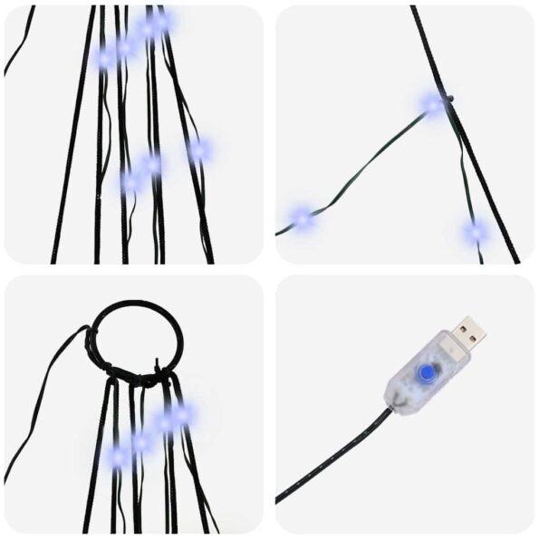 vidaXL LED vianočný stromček s 276 LED-i Modrá 511 cm Kov – Obrázok 7