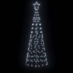 vidaXL LED Vianočný stromček so zemnými kolíkmi Studená biela 250 cm – Obrázok 4