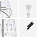 vidaXL LED vianočný stromček s 290 LED-i Studená biela 250 cm Kov – Obrázok 6