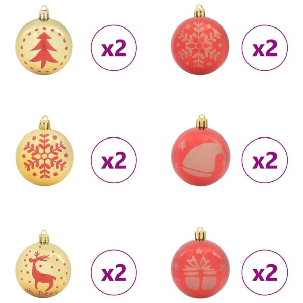 vidaXL Súprava vianočných ozdôb 40 pcs Zlatá a červená Plast – Obrázok 4