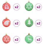 vidaXL Súprava vianočných ozdôb 40 pcs Červená a zelená – Obrázok 4