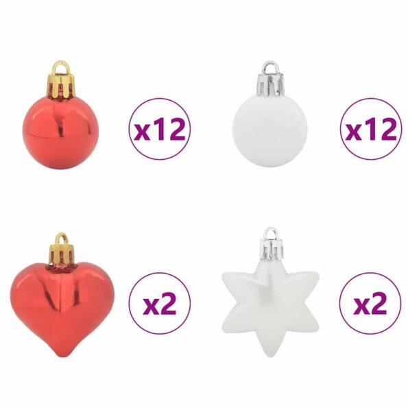 vidaXL Súprava vianočných ozdôb 40 pcs Červená a Biela Plast – Obrázok 5