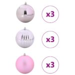 vidaXL Vianočná guľa sada XL 9 pcs Ružová Plast – Obrázok 3