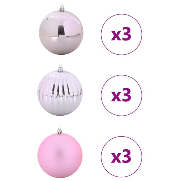 vidaXL Vianočná guľa sada XL 9 pcs Ružová Plast – Obrázok 3
