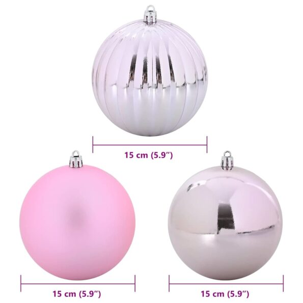 vidaXL Vianočná guľa sada XL 9 pcs Ružová Plast – Obrázok 5