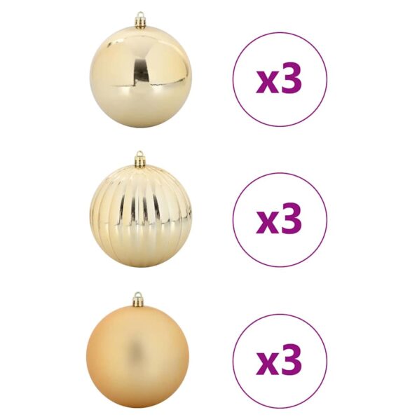 vidaXL Vianočná guľa sada XL 9 pcs Zlatá Plast – Obrázok 3